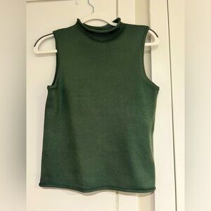 Forest green sweater material mock neck tank top